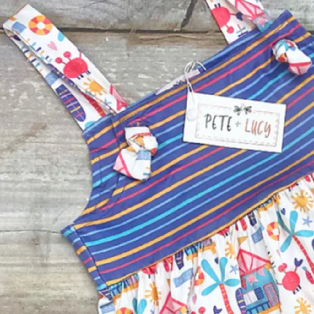 PETE + LUCY Beach Days 2 Piece Short Set Top Capris Summer Girls Size 6/6X